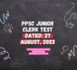 PPSC Junior Clerk 27 August 2023